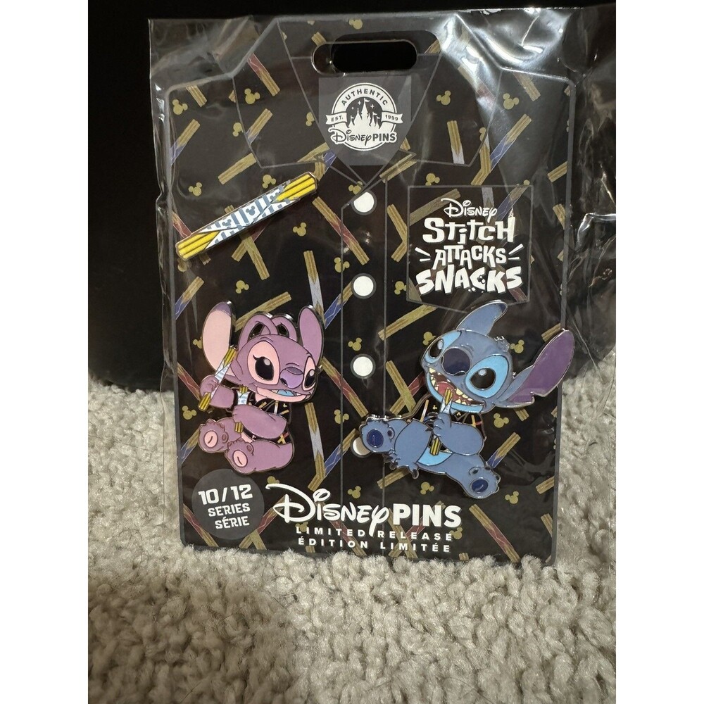 Disney Stitch & Angel ATTACKS SNACKS  Series 10/12 Series Pin Set of 3 Churro